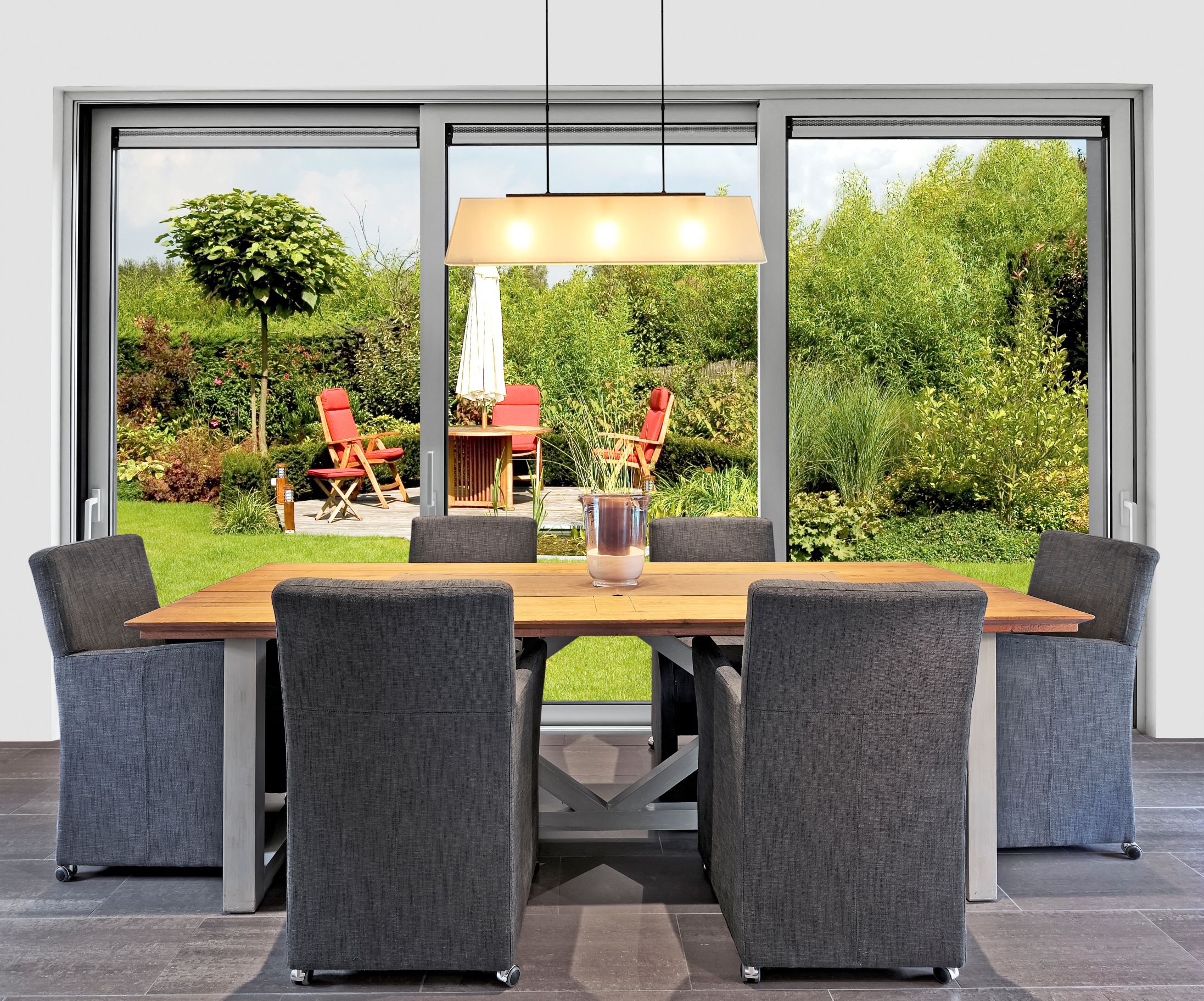 Dining rooms with sliding patio doors can really add an air of elegance, convenience, and fun in a home, especially here in Michigan.
