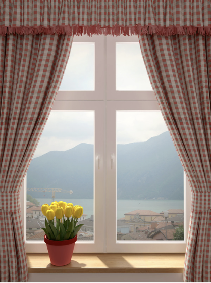 Curtains are used as their window treatments to limit lighting, heat, and add style into their home.